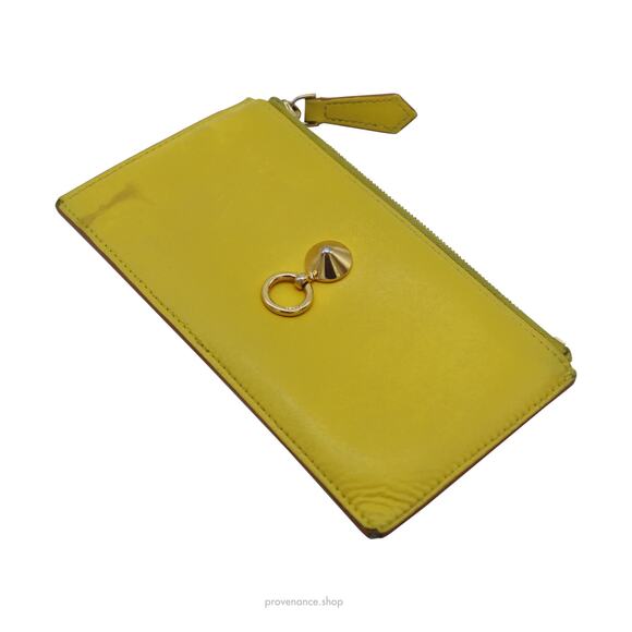 🔴 Fendi Zip Card Holder Wallet - Yellow Patchwork Leather - Picture 4 of 9